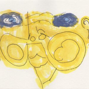 Yellow faced man with Yellow Moustache - Painting - Conway Ginger