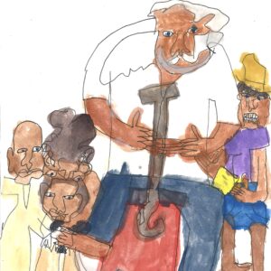 Family at Home, Sitting Around Fire - Painting - Conway Ginger