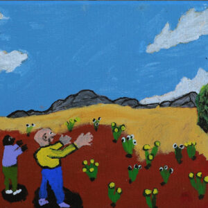 Lookin' at country side showin' that white fella - near Docker River My Country - Painting - Billy Tjampitjinpa Kenda