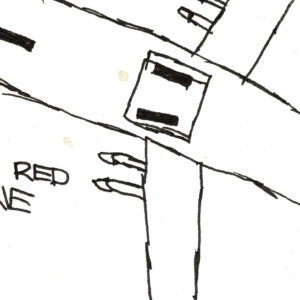 Long Red Plane - Works On Paper - Melanie Blue
